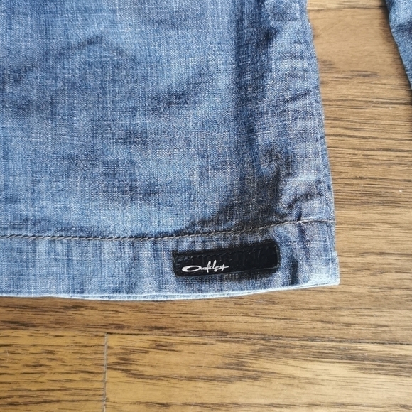 Oakley Light Denim Chambray Button-Up Coat Small - Picture 10 of 11